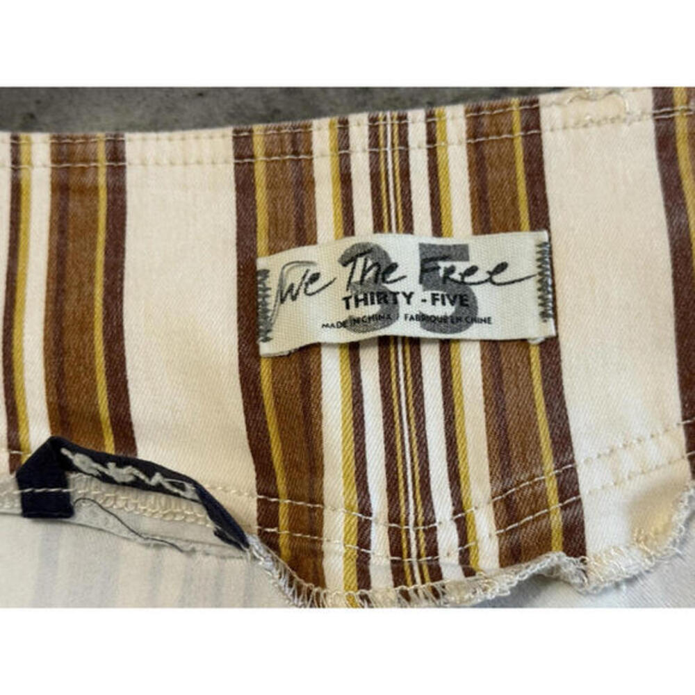 Free People Womens‎ CRVY Flare Jeans Wild Honey Ivory Combo Striped Pants 35x31 - Picture 8 of 10
